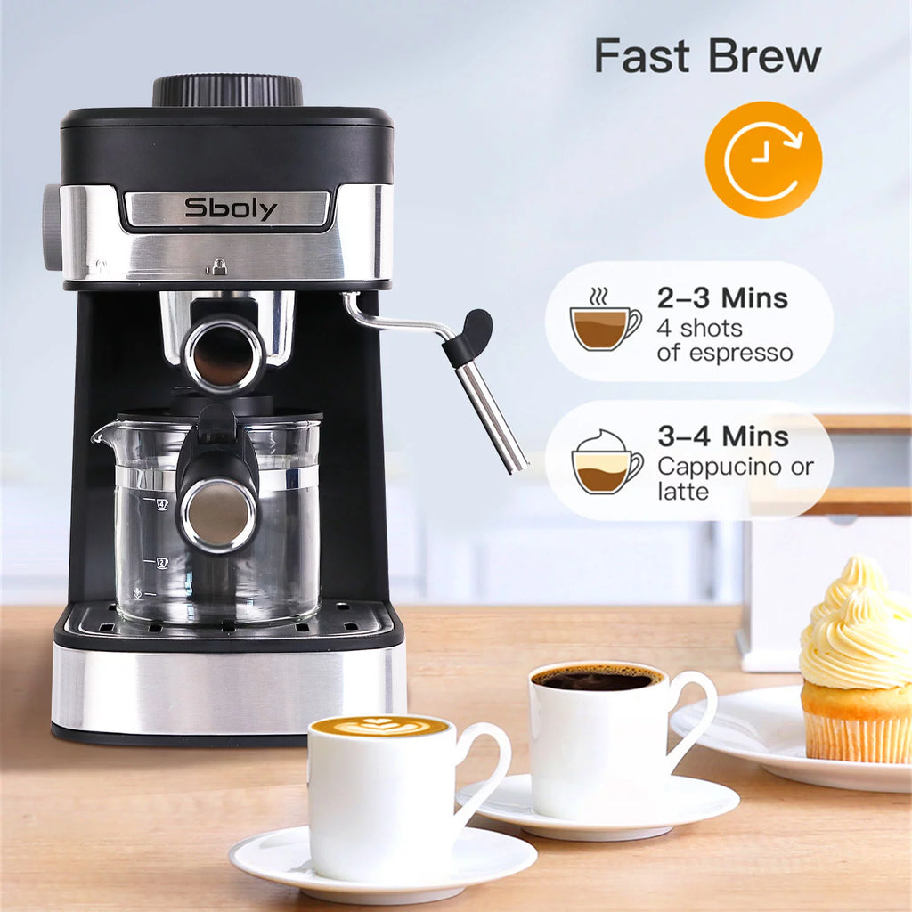 Black Coffee Maker with Milk Frother F330
