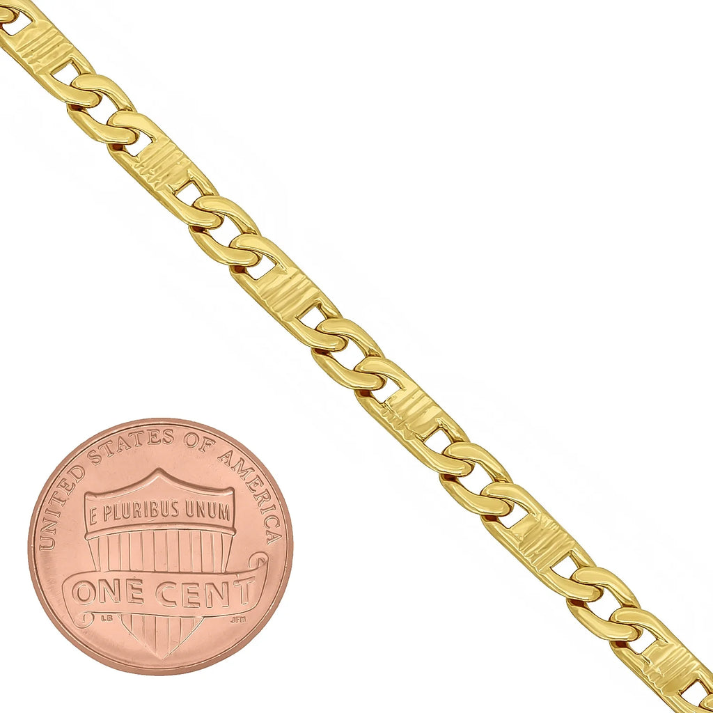 14k Yellow Gold Plated Mariner Choker Chain Necklace, 16 inches J242484