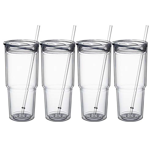 30oz 2 pcs Double Wall Acrylic Insulated Tumblers with Lid and Straw I6906