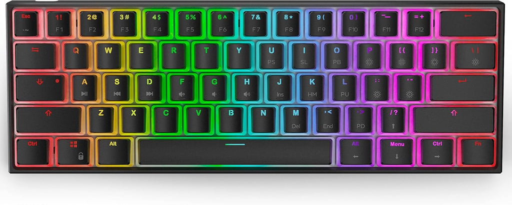 60% Mechanical Gaming Keyboard with PBT Pudding Keycap, RGB Backlit Hot Swappable Type-C 61Key Ultra-Compact Black W2523