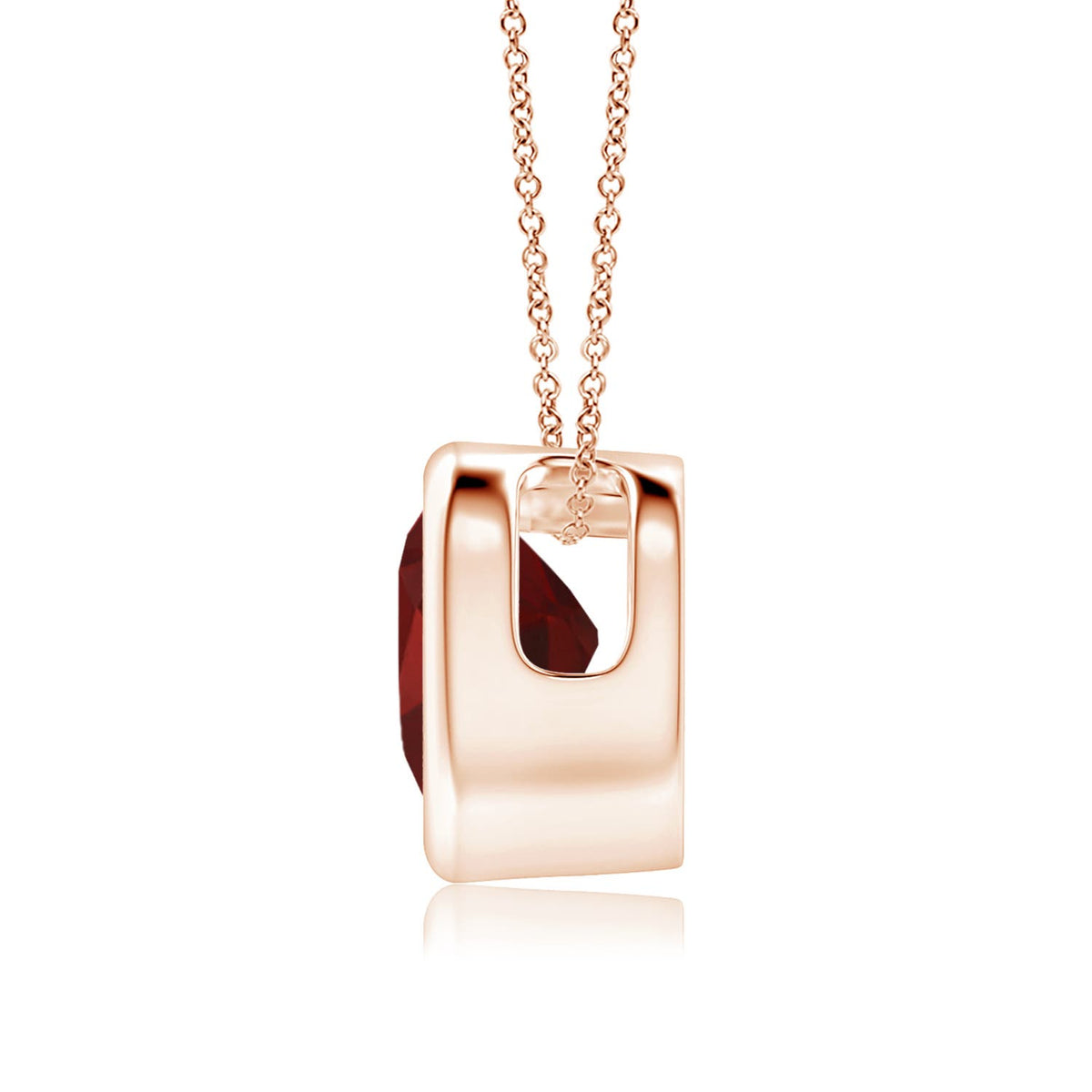 14K Rose Gold Garnet Heart Pendant Necklace T33916
