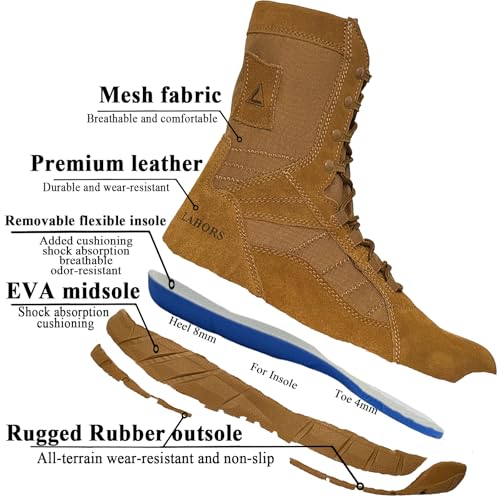 Lightweight Tactical Military Boots Side Zipper Lace Up R7684