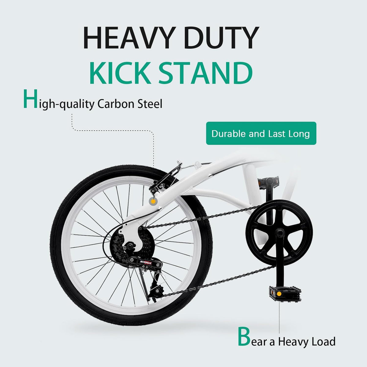 20" White Folding Bicycle with 7 Speed Shifter O10381