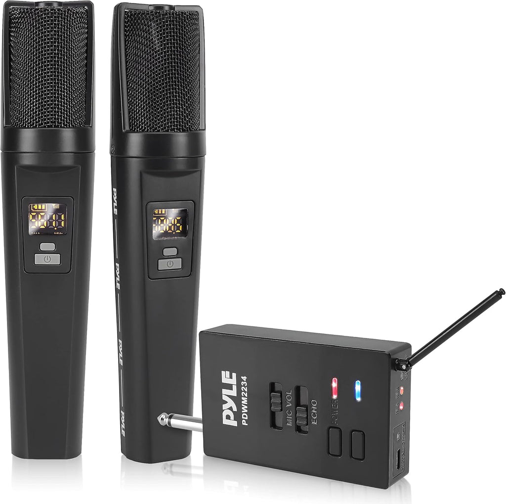 Portable Dual Wireless Microphone System with 2 Handheld Transmitter and 1 Receiver C9542
