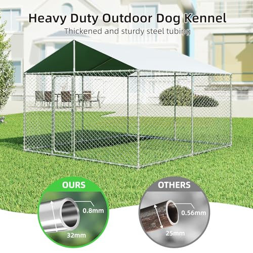 7.8x7.8 ft Outdoor Heavy Duty Dog Kennel with Waterproof Cover Roof and Security Lock N15997