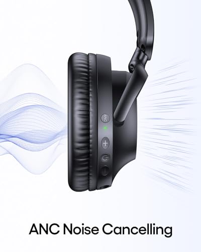 Active Noise Cancelling Wireless Over Ear Bluetooth Headphones Black R6982