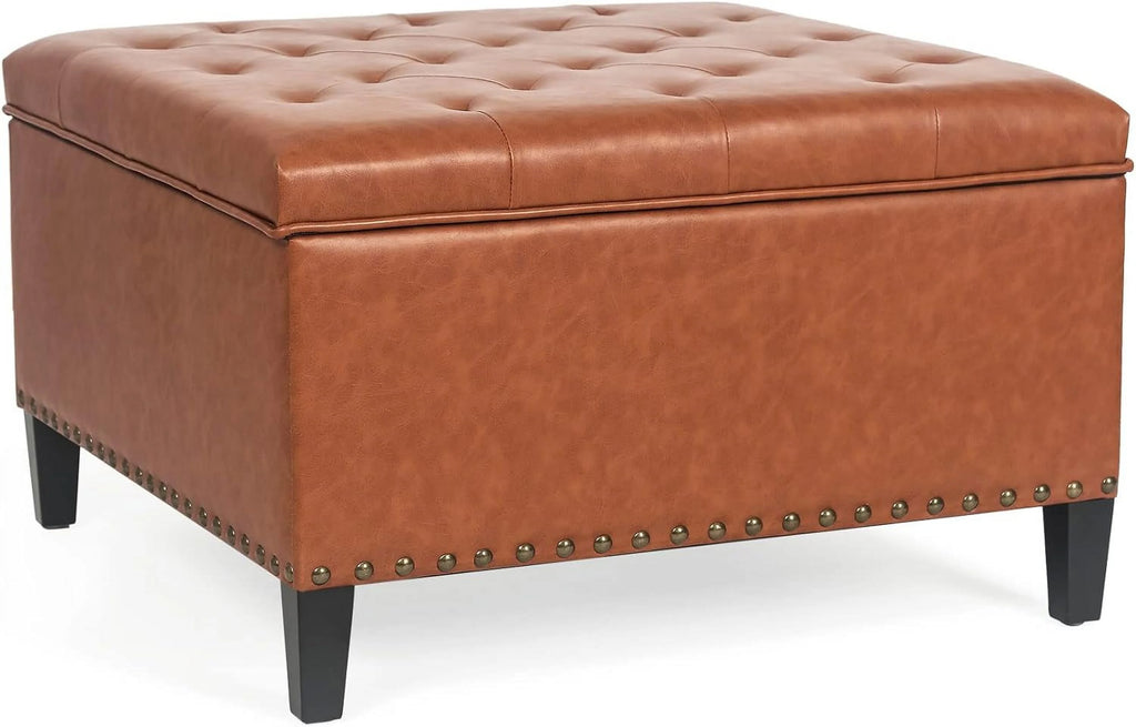 Square Tufted Upholstered Storage Ottoman Bench D115