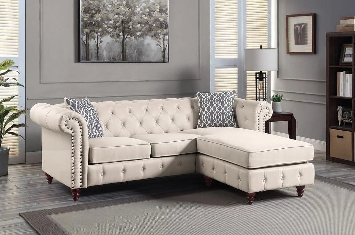 Beige Fabric Sectional Sofa Q682