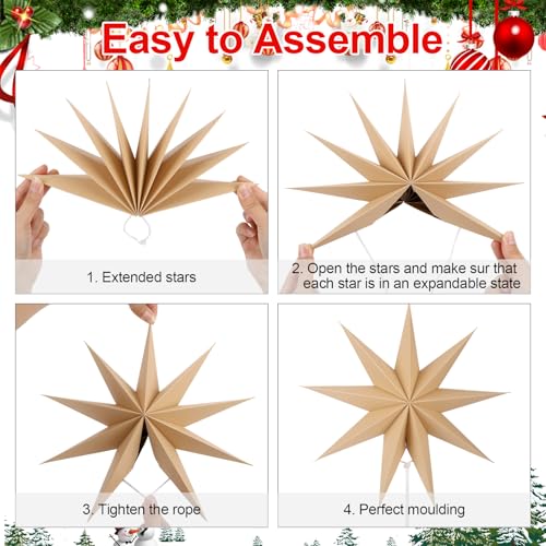 12 Inches 5 PCS Natural Paper Star Lanterns J3729