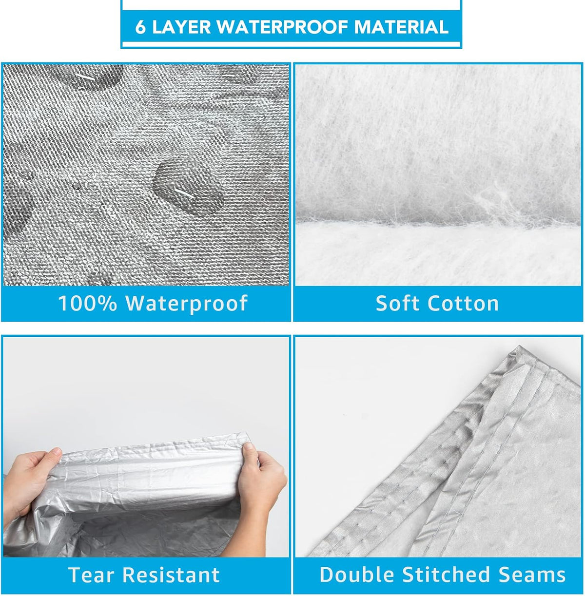 6 Layers All Weather Waterproof Outdoor Full Exterior Car Cover with Zipper K4379