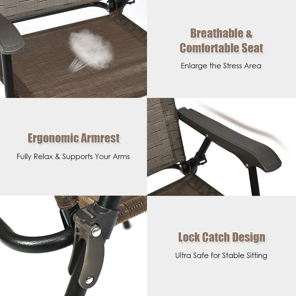 Set of 4 Portable Folding Sling Chairs with Armrest C6835
