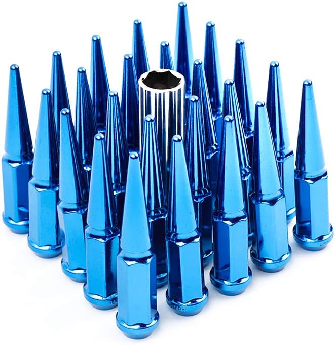 24 Pcs Blue Spike Lug Nuts with Key K88344