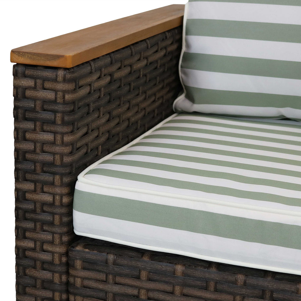 Rattan and Acacia Wood 4pc Patio Conversation Furniture Set with Cushions X2436
