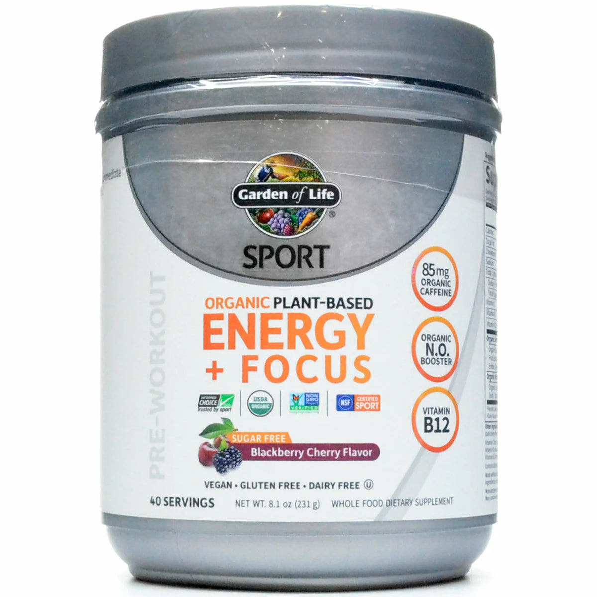Organic Plant-Based Energy Focus Blackberry Cherry 8.1 oz N6778