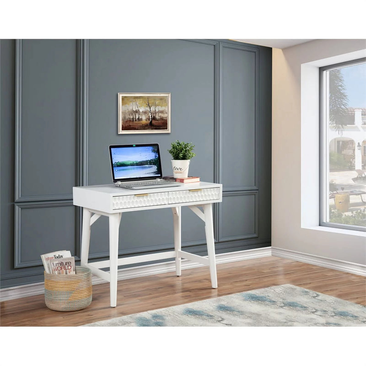2-Piece Set with California King Headboard & Mini Wood Desk T890151