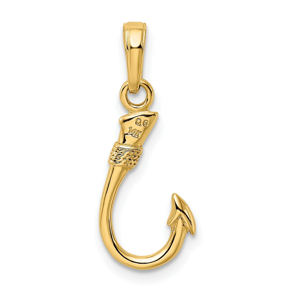 14k Yellow Gold Fish Hook Pendant 21 mm x 8 mm C66160