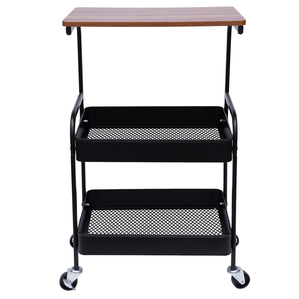 3 Tier Rolling Printer Cart with Wheel (Black+Brown) W1738