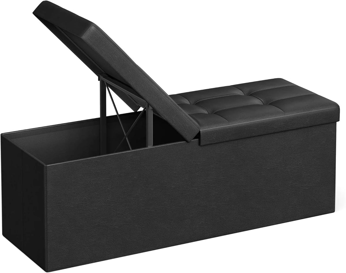 Black Folding Storage Ottoman Bench F751