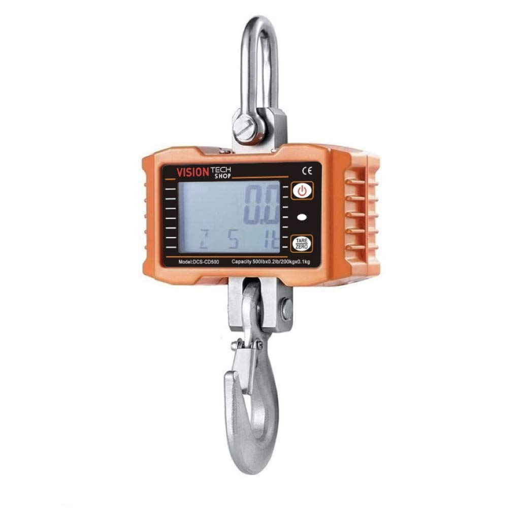 Digital Crane Scale 1000lb 500kg Heavy Duty Compact Hanging Scale LED Display V28503