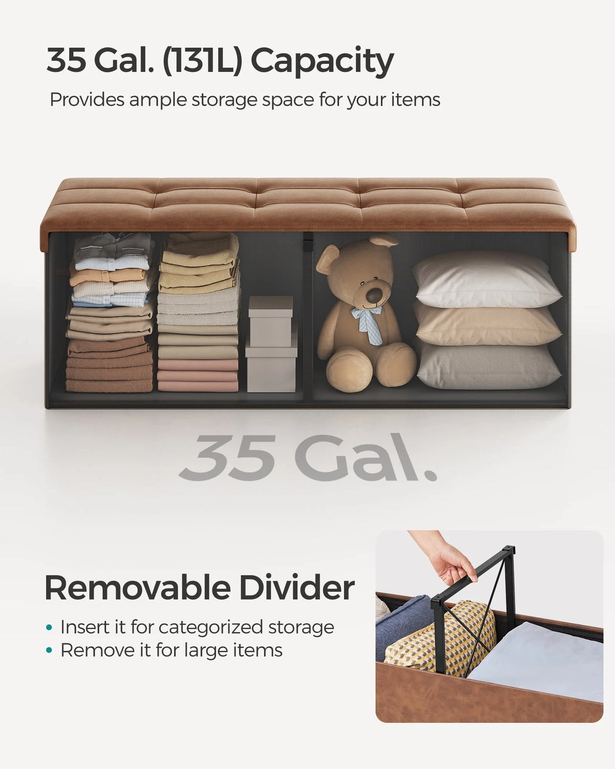 Black Folding Storage Ottoman Bench F751