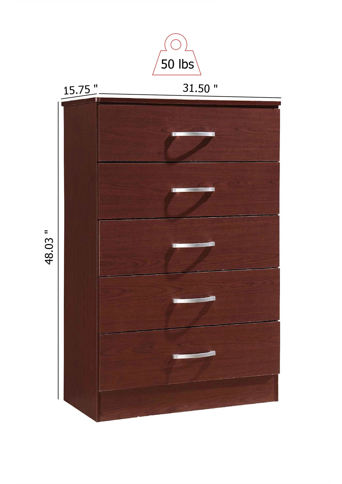 5 Drawer Wood Chest A8499