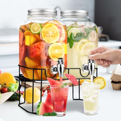 1 Gallon Glass Beverage Dispenser With Stand And Spigot R510708