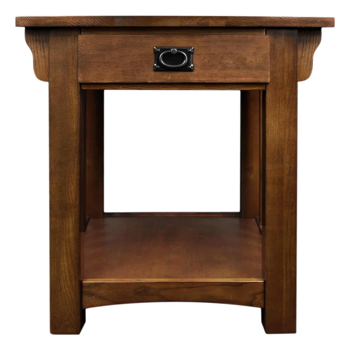Medium Oak Solid Wood End Table with Drawer D957