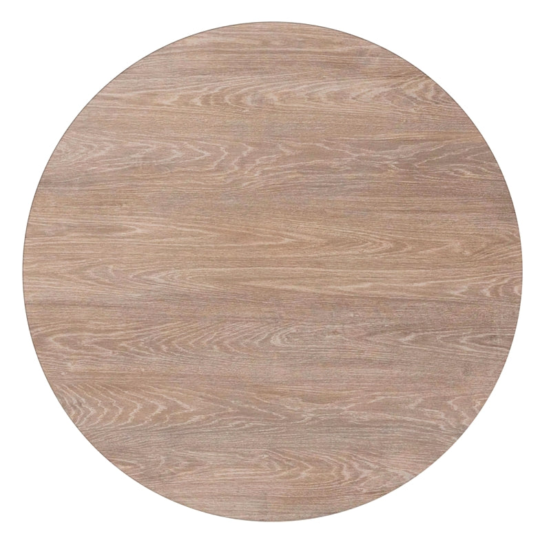 Tan Round Wood Dining Table with Tapered Slat Base B5485