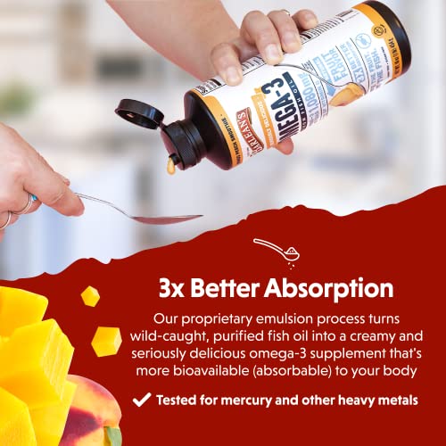 Mango Peach Omega 3 Fish Oil Liquid Supplement, 16 oz R1738