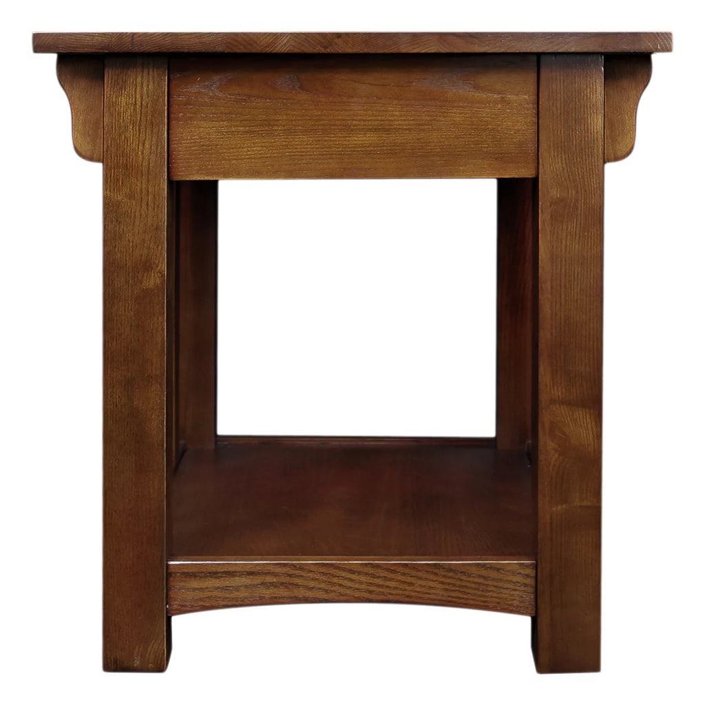 Medium Oak Solid Wood End Table with Drawer D957