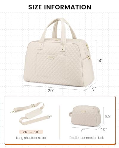 Large Travel Duffle Bag with Laptop Compartment, Beige C176144