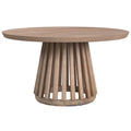 Tan Round Wood Dining Table with Tapered Slat Base B5485