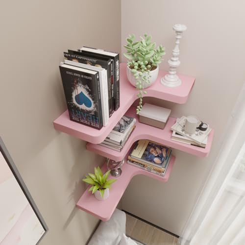 Black Solid Wood Corner Floating Shelves Set of 3 K8187