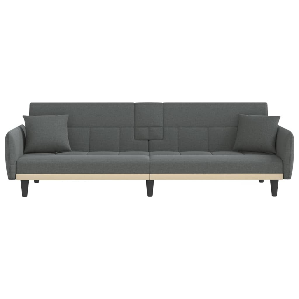 Dark Gray Fabric Sofa Bed with Cup Holders W880