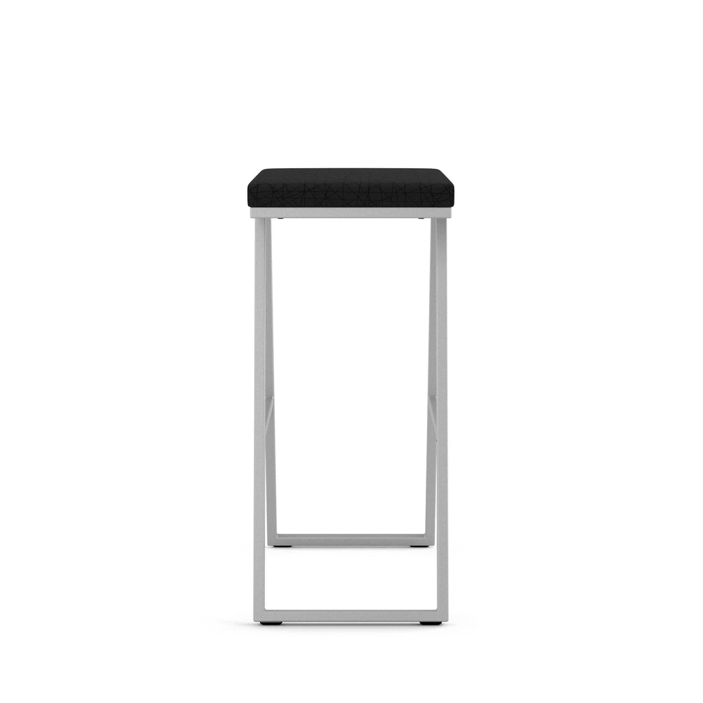 Black/Silver Gray PVC and Metal Counter Stool L20188