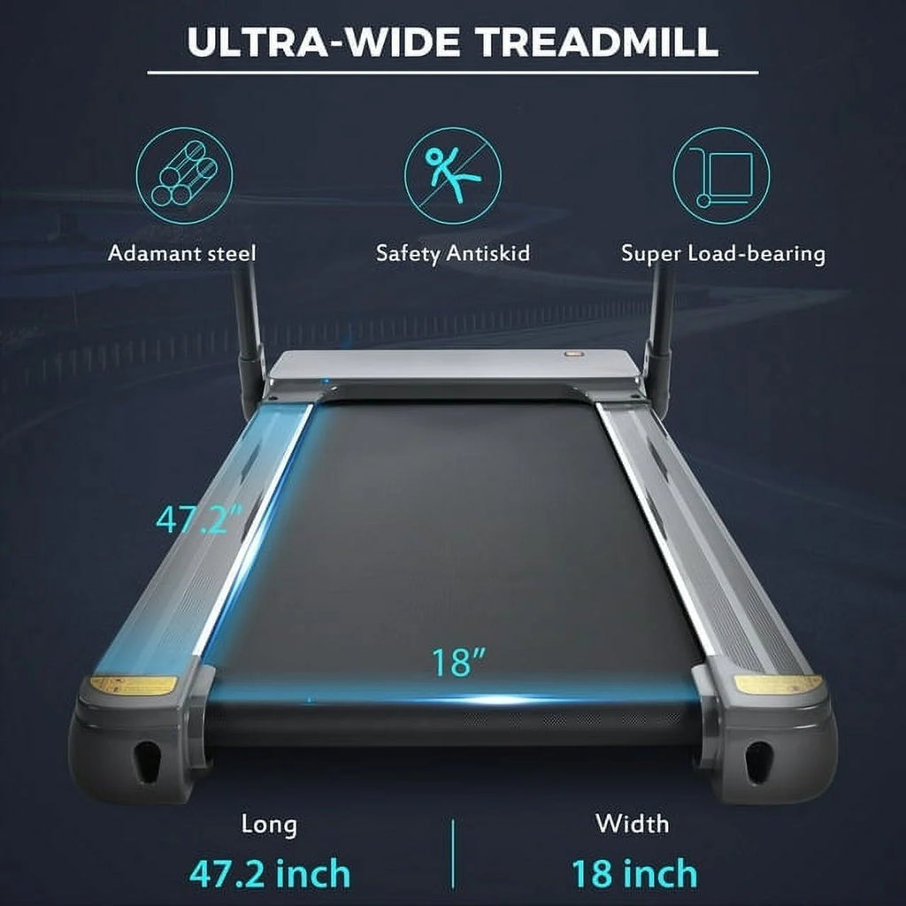 3.5HP Folding Incline Treadmill with 330lb Capacity Black S972