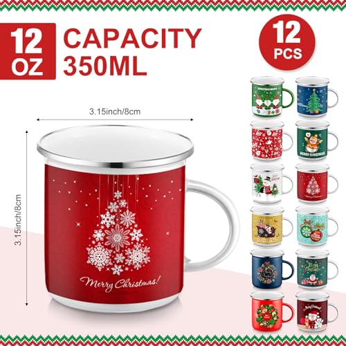 16 Pcs 12 oz Enamel Mugs Set K4694