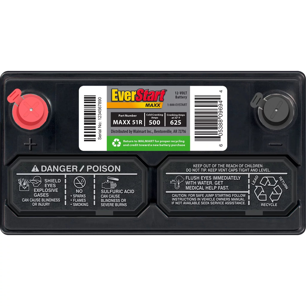 Lead Acid Automotive Battery Group Size 51R 12 Volt 500 CCA J76945