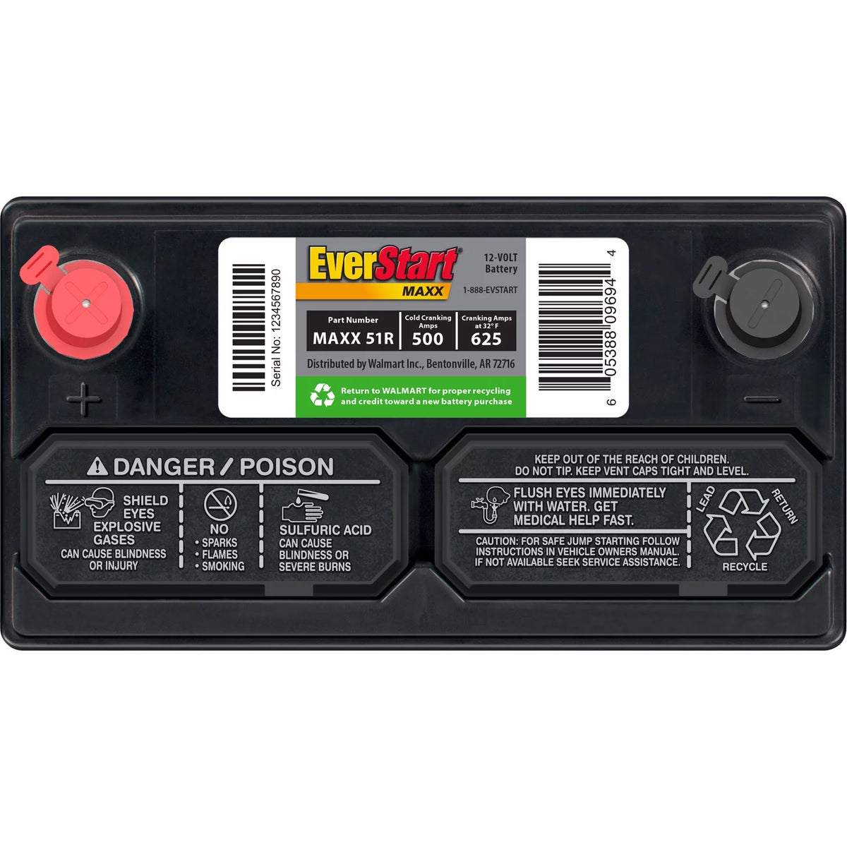 Lead Acid Automotive Battery Group Size 51R 12 Volt 500 CCA J76945