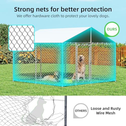 7.8x7.8 ft Outdoor Heavy Duty Dog Kennel with Waterproof Cover Roof and Security Lock N15997