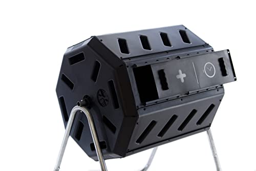 Black 37 Gallon Dual Chamber Tumbling Composter R9015