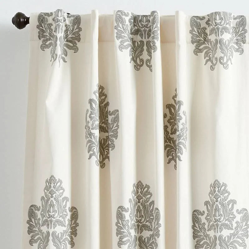 Printed Damask Drapery Panel Gray 96x22 O981578
