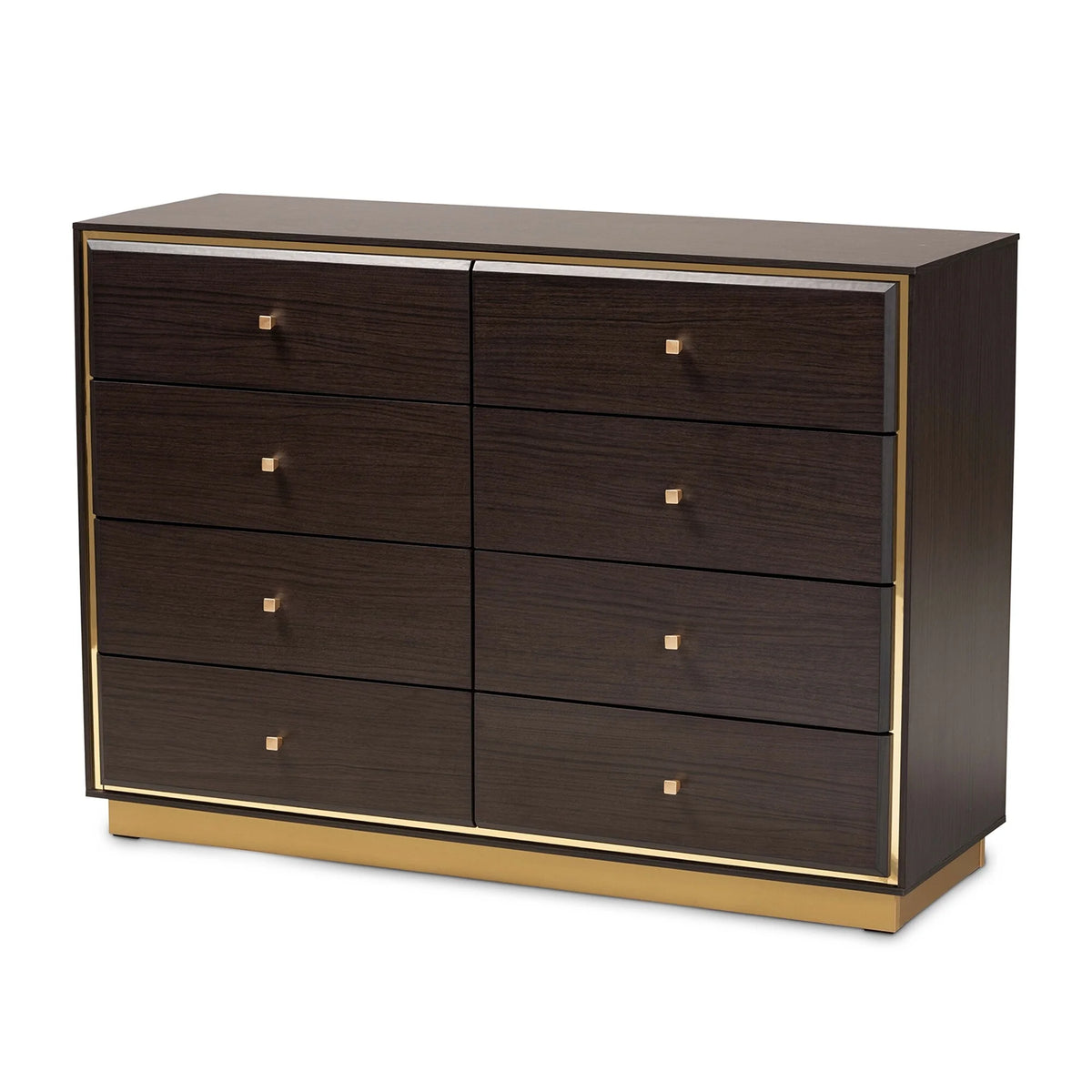 Espresso Brown 8 Drawer Wood Dresser O716