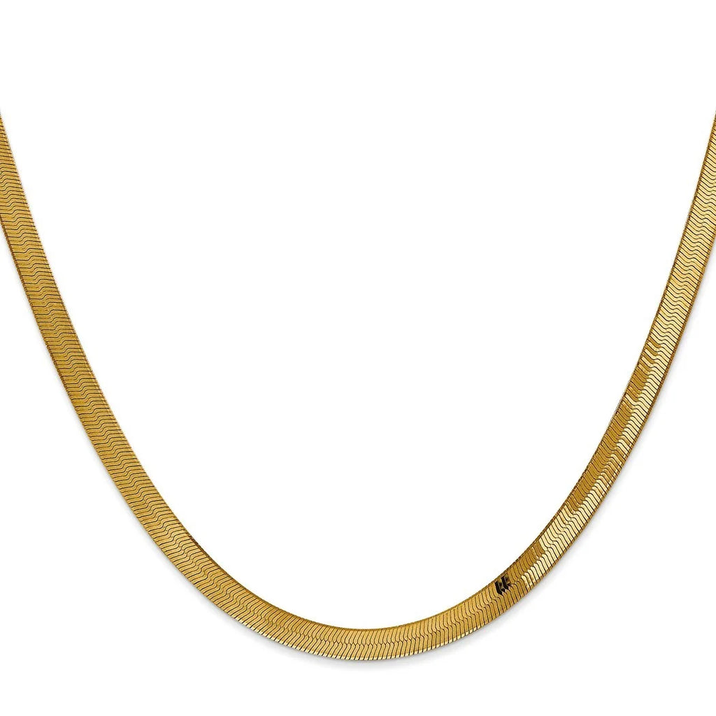 14 Karat Yellow Gold Herringbone Chain Bracelet Q873