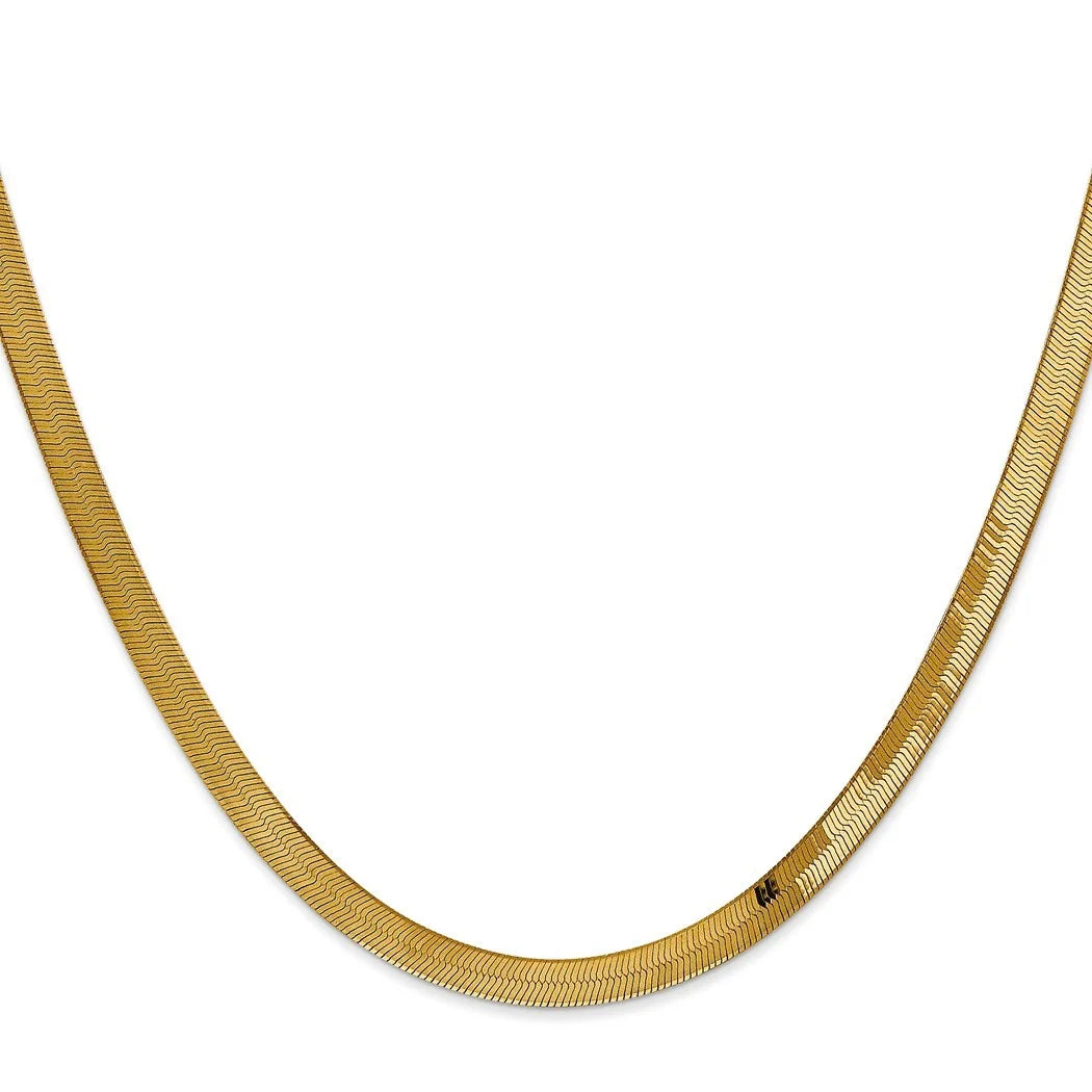 14 Karat Yellow Gold Herringbone Chain Bracelet Q873
