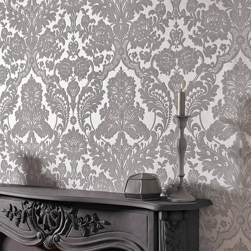 Gothic Damask Noir Wallpaper H40481