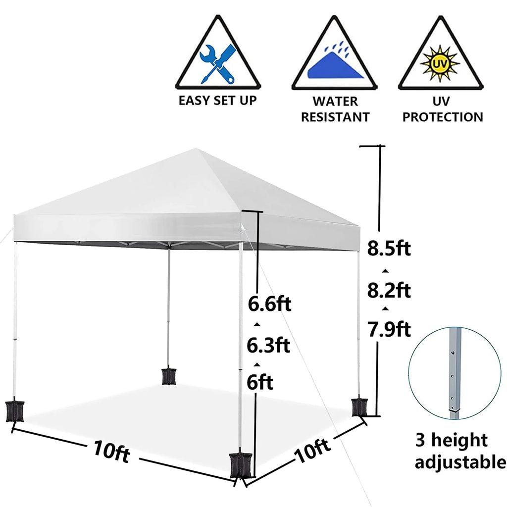 10' x 10' White Pop up Canopy Tent A876110