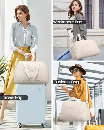 Large Travel Duffle Bag with Laptop Compartment, Beige C176144