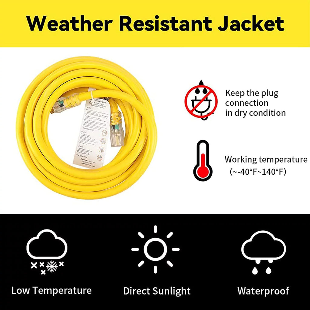 25 Ft 10/3 SJTW Yellow Outdoor/Indoor Extension Cord L253985
