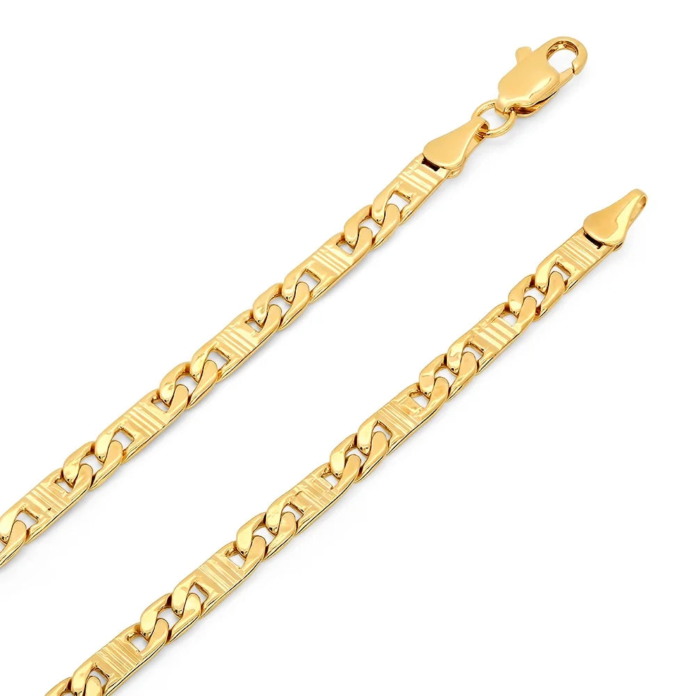 14k Yellow Gold Plated Mariner Choker Chain Necklace, 16 inches J242484
